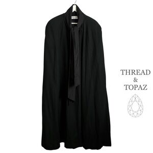 Black Merino Wool Vintage Cape Cloak 2X